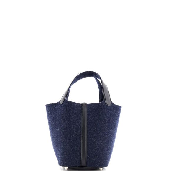 Hermes Picotin Lock Bag Felt with Leather PM Black, Blue - Picture 3 of 7